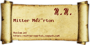 Mitter Márton névjegykártya